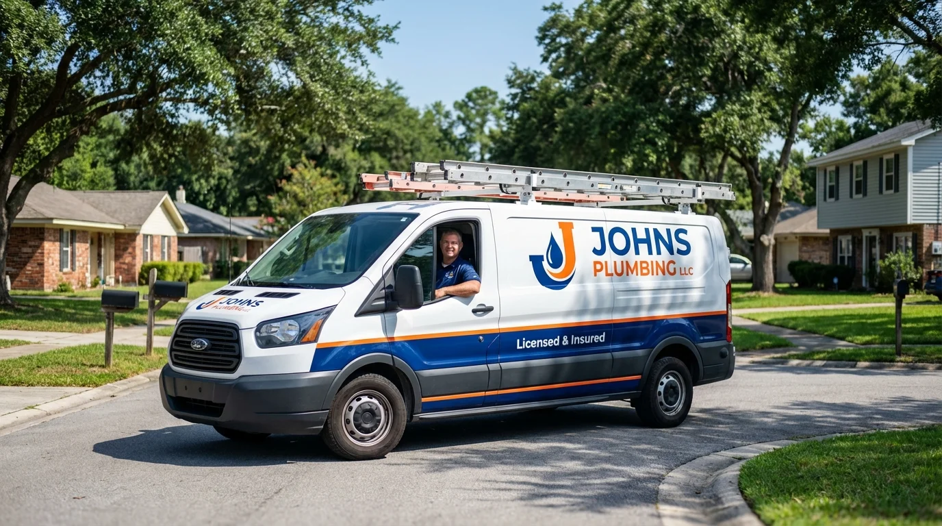 Johns Plumbing LLC service van in Richmond, MO