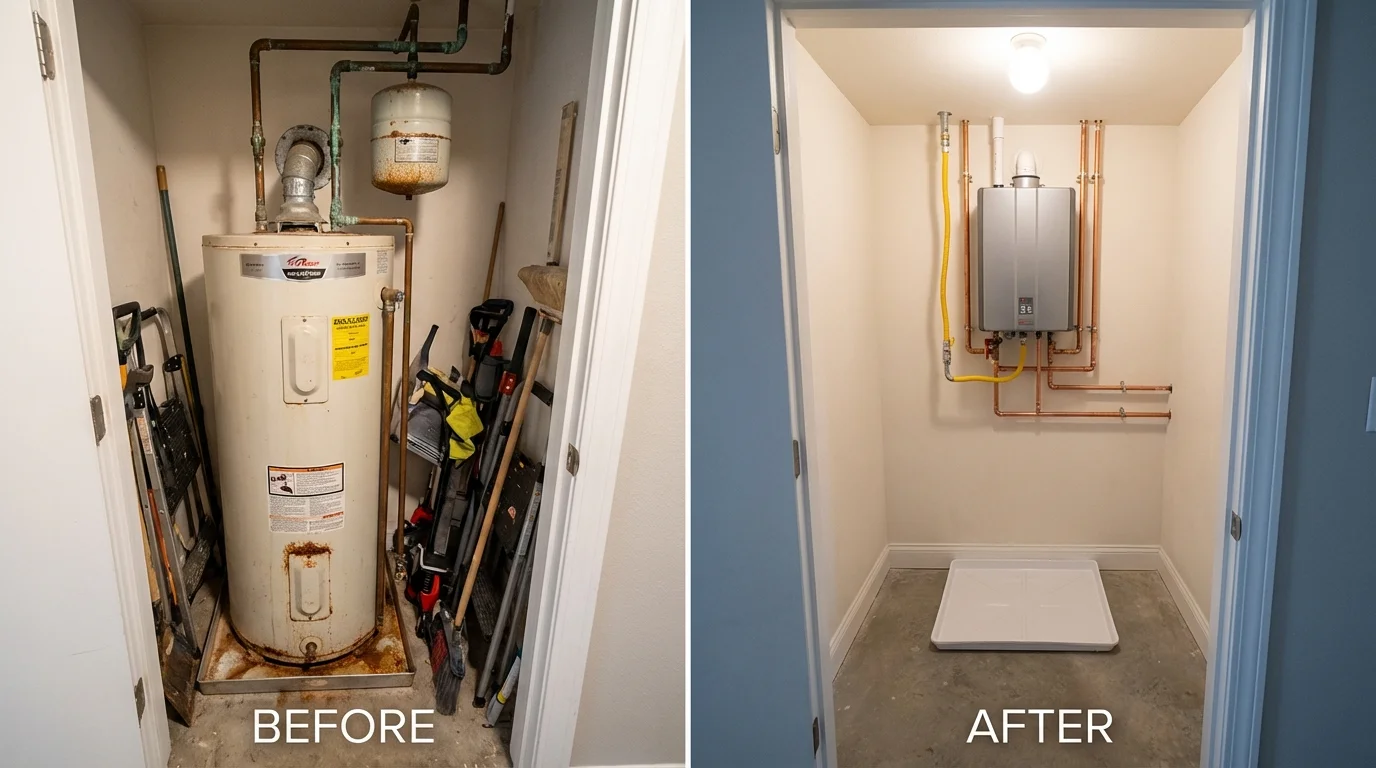 Tank water heater versus wall-mounted tankless unit comparison for Richmond, MO homeowners